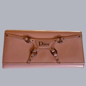 VINTAGE DIOR!! Christian Dior Pink Bondage Logo Clutch